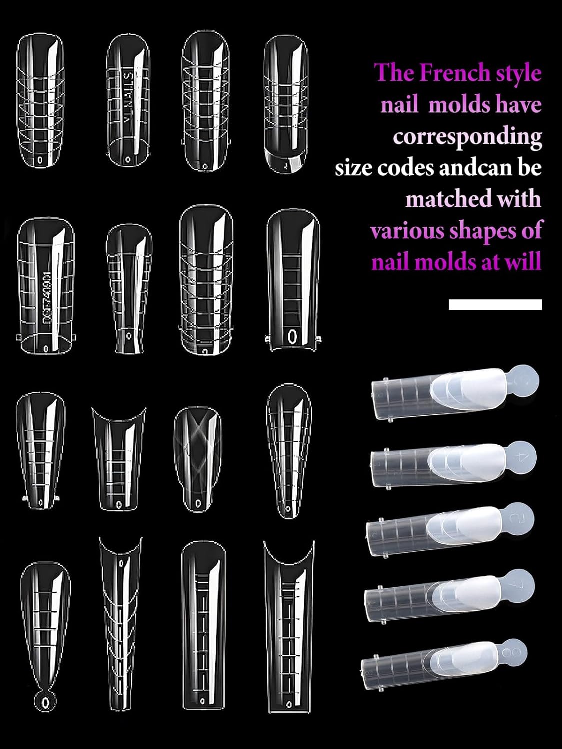 EBANKU French Nail Forms, 144 PCS Silicone Tip Stickers for Dual Nail Forms, Reusable Pads for Poly Gel Nail Mold, Manicure