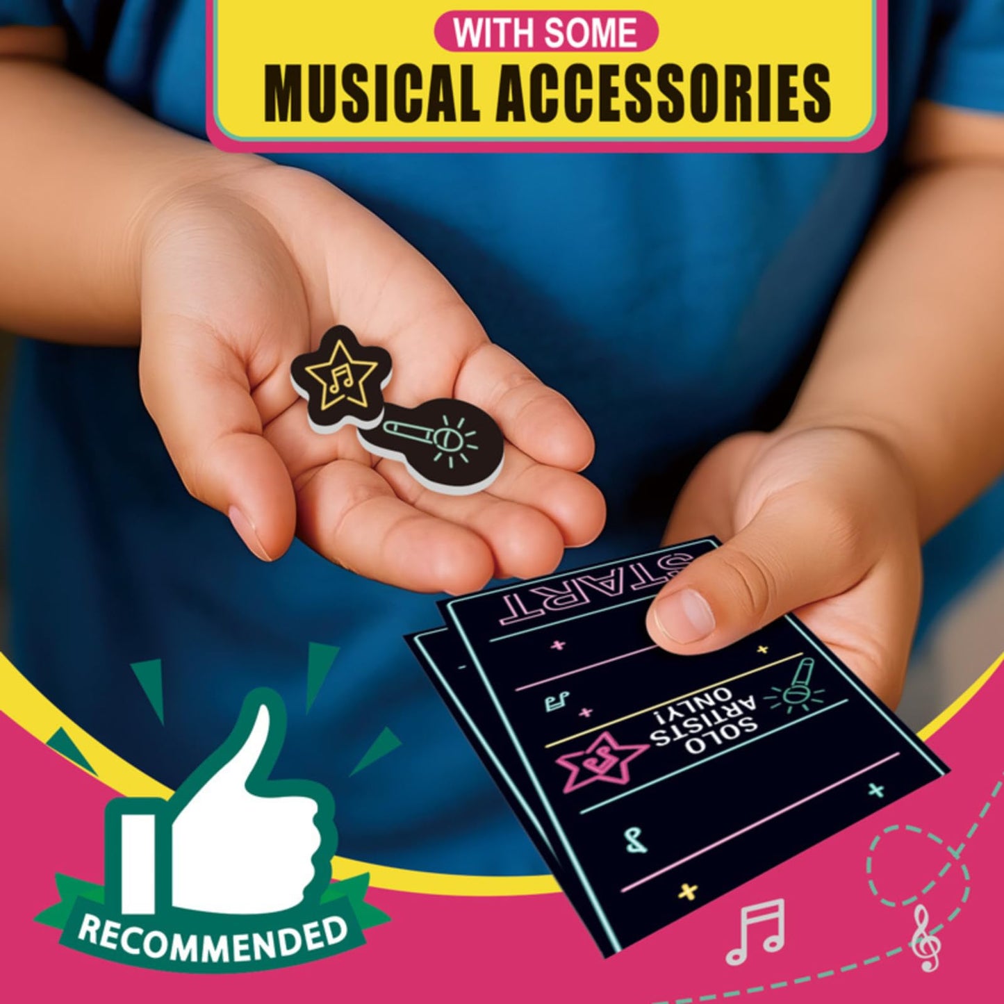 Music Party Games, Family Karaoke Board Game for 2-10 Players, Pick Up the Microphone Singing Games Grab Music Card Games with Lyrics Challenge for Adults & Music Lovers Games Night