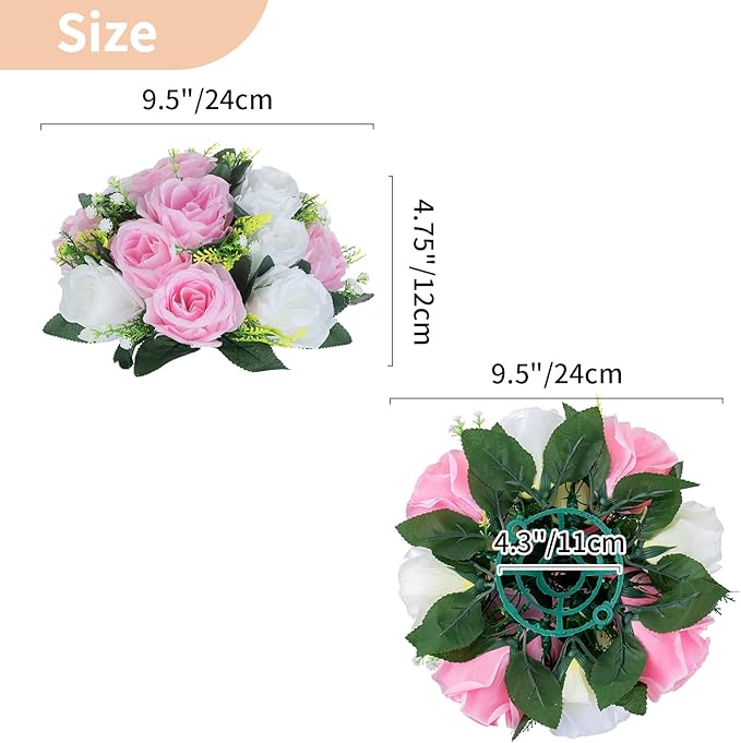 NUPTIO Flower Centerpieces for Wedding Tables: 10 Pcs Pink & White Artificial Flower Ball Arrangement for Weddings Party - Fake Floral Rose for Birthday Bridal Shower Decorations