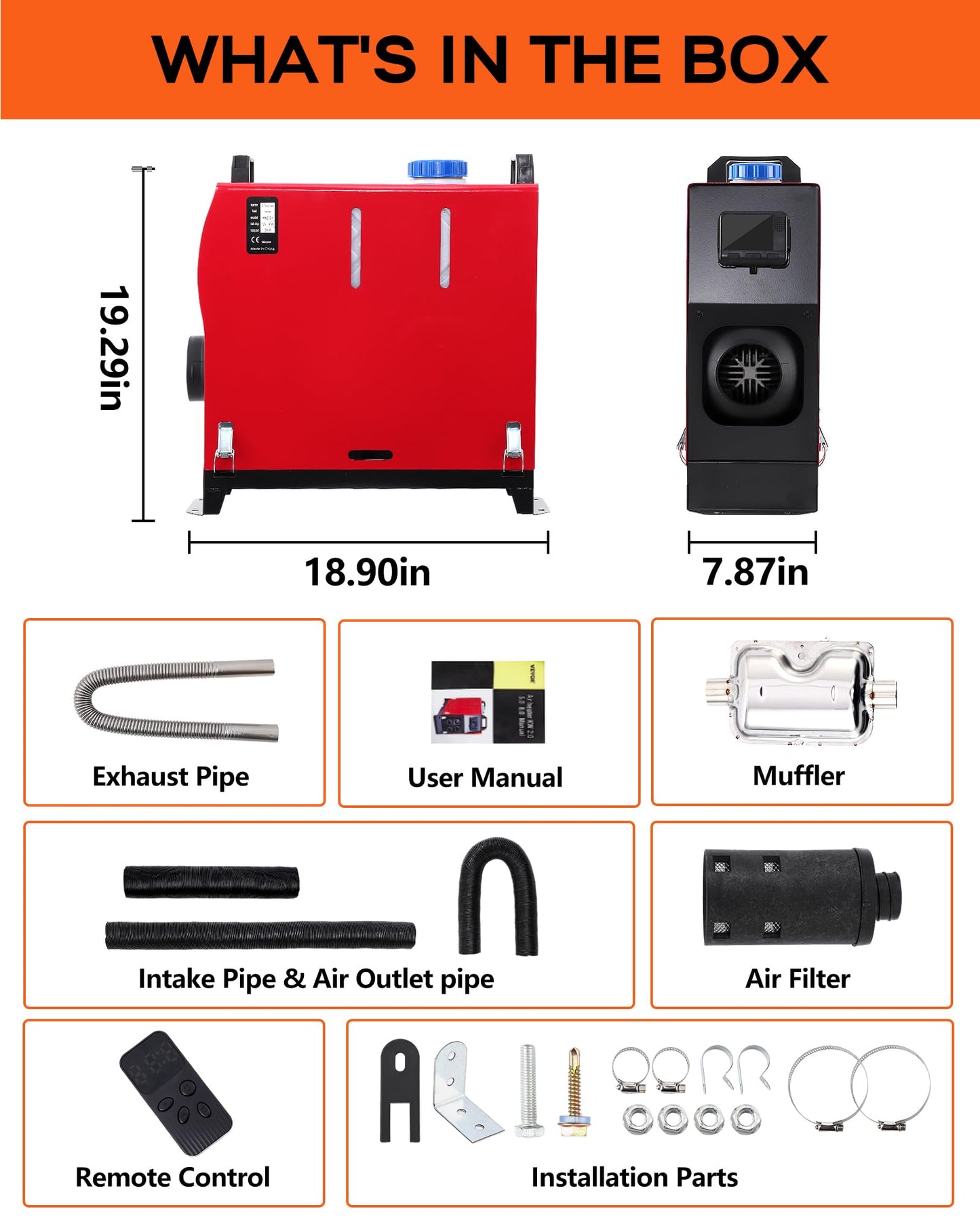 GarveeTech 12V 5KW All-in-One Diesel Air Heater, Parking & Camping Heating with LCD Display & Remote Control, Fast Heating for RV Truck, Boat, Bus, Car Trailer, Motorhomes, Caravans, 5 L