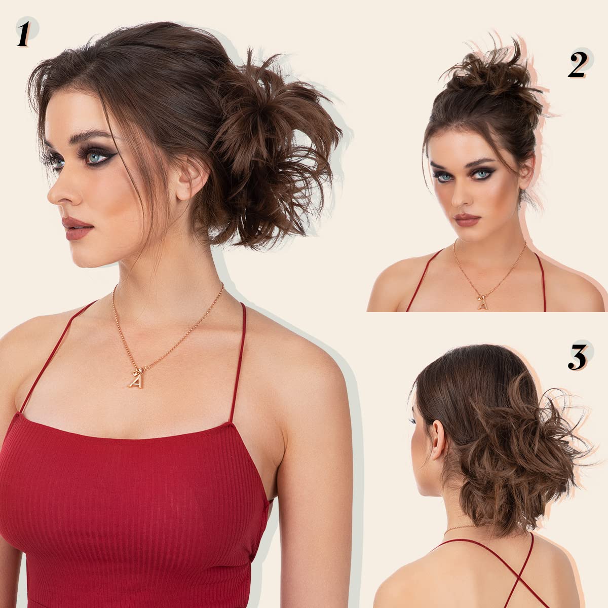 YOUNGWAYS Messy Bun Hair Piece Side Comb Clip in Bun Hairpiece for Women Short Natural Straight Versatile Adjustable Styles Easy
