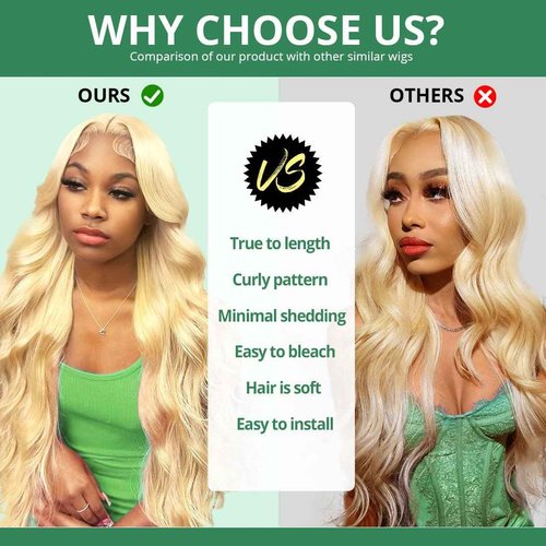 Sweetie 12 Inch 613 13x4 Lace Front Wig Human Hair 150% Density 12A Blonde Wig Human Hair Body Wave Lace Front Wigs Human Hair for Women HD Lace Glueless Wigs Human Hair Pre Plucked