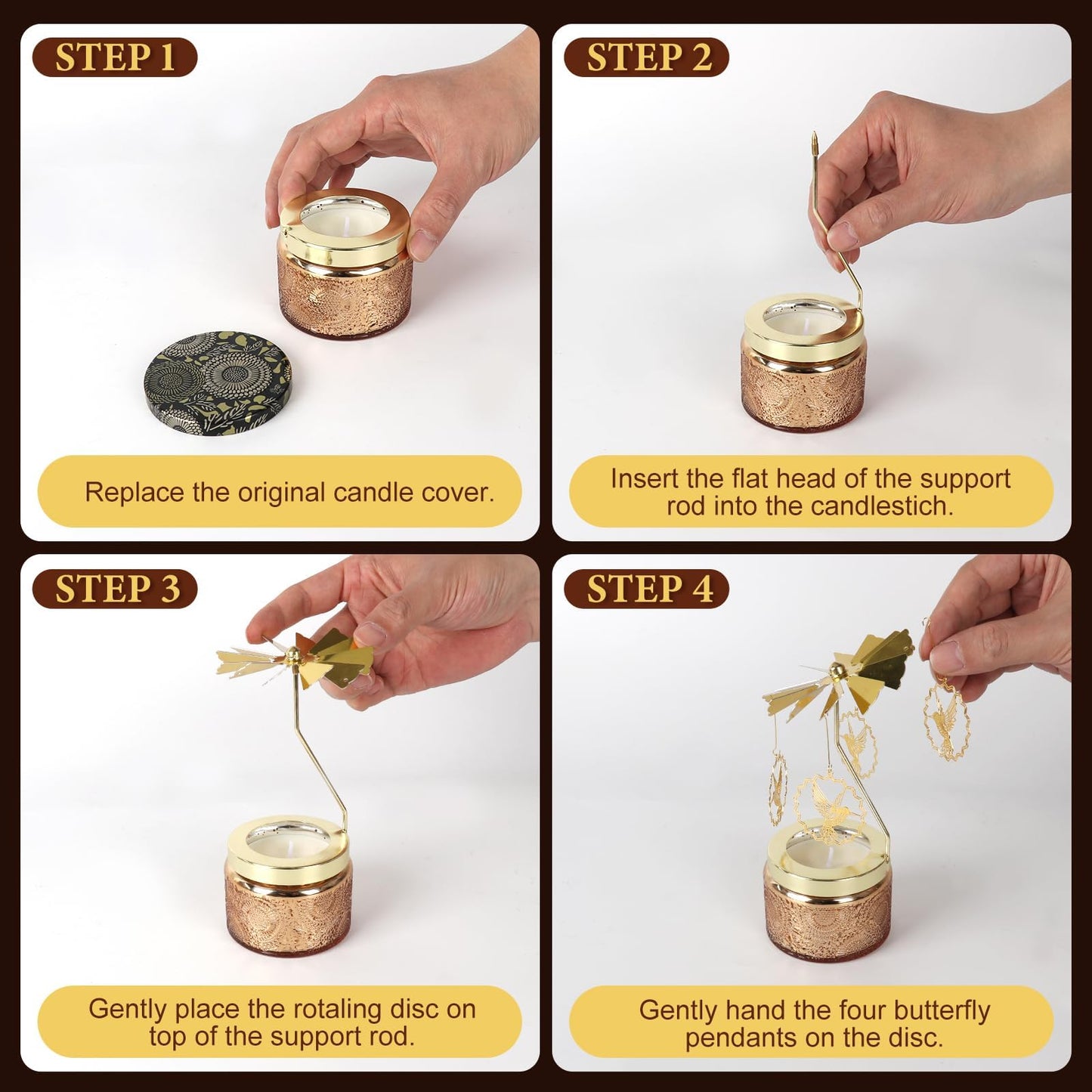 Birthday Gifts for Women, Mom, Wife, Girlfriend, Sister, Her, Female Friends, Gifts for Women Birthday Unique, Mothers Day Gift, Anniversary Rotating Candles Gift for Woman (Hummingbird)