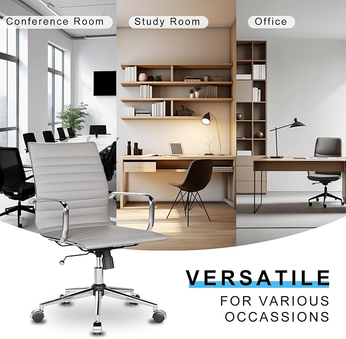 LUXMOD Office Chair Ergonomic Swivel Desk Chair with Wheels Adjustable Heavy-Computer Chair for Home and Conference Room Wide 22.83in Seat for Women and Men ，Grey