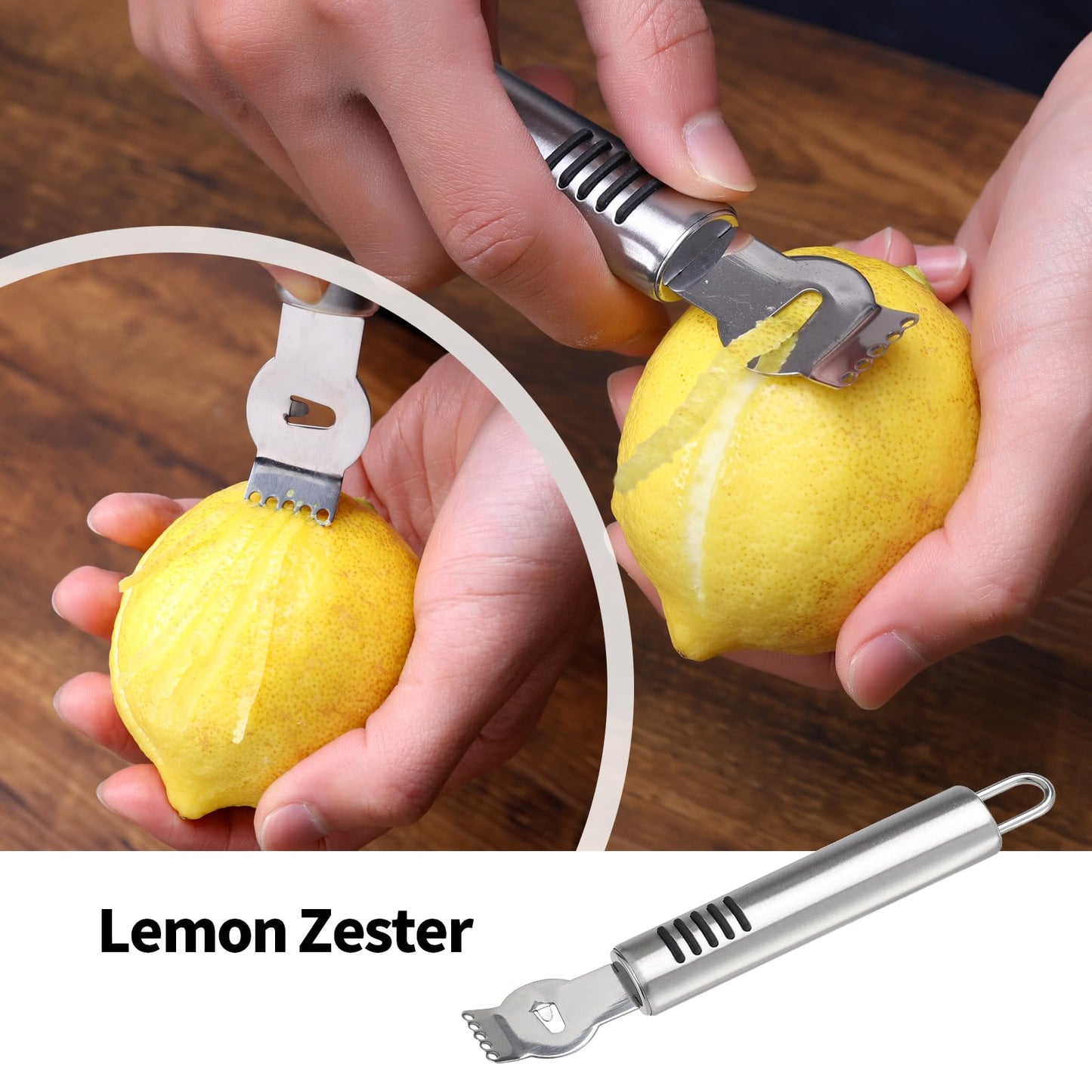 BURLIHOME Stainless Steel Fruit Carving Knife Set, 5 Pack Vegetable Engraving Blades for Kitchen, Melon Baller Scoop,Lemon Zester, Garnish Peeler,Crinkle Knife,V-shape Cutter