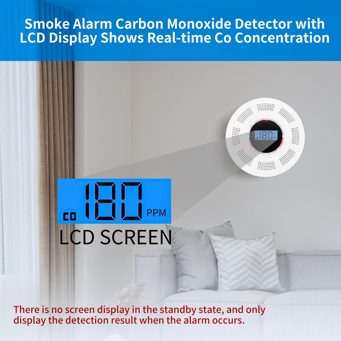 GiiHoo Smoke and Carbon Monoxide Detector Combo Powered by Battery, 2 in 1 CO & Smoke Alarm with LED Warning Light Indicators for Home, Travel, RV, Garage (6 Pack)