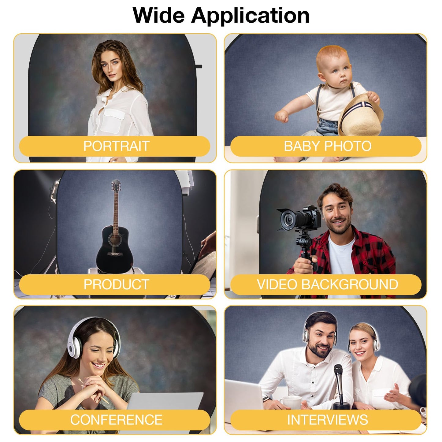Kate 5x6.5ft(1.5x2m) Dark Grey Collapsible Backdrop Texture Folding Double Sided Pop up Backdrops for Photoshoot, Home Video Conference