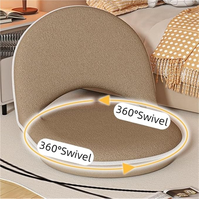 Folding Swivel Tatami Floor Chair with Back Support, Comfortable Meditation Chair, Lazy Sofa for Bedroom, Floor Seat, Floor Cushions for Adults(White)