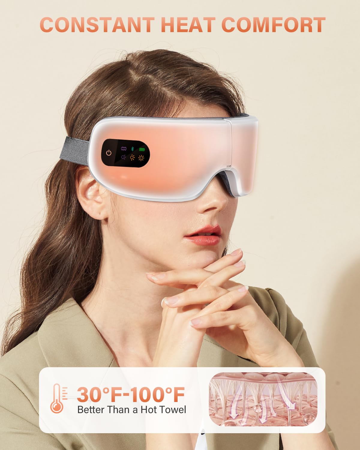 ZZR SEVEN Eye Massager with Heat, 7 Massage Modes, Eye Mask, Birthday Gifts for Women, Men, Friend, Mom and Dad, Sleep Mask for Relax, Migraine Relief, Reduce Strain, Improve Sleep, White