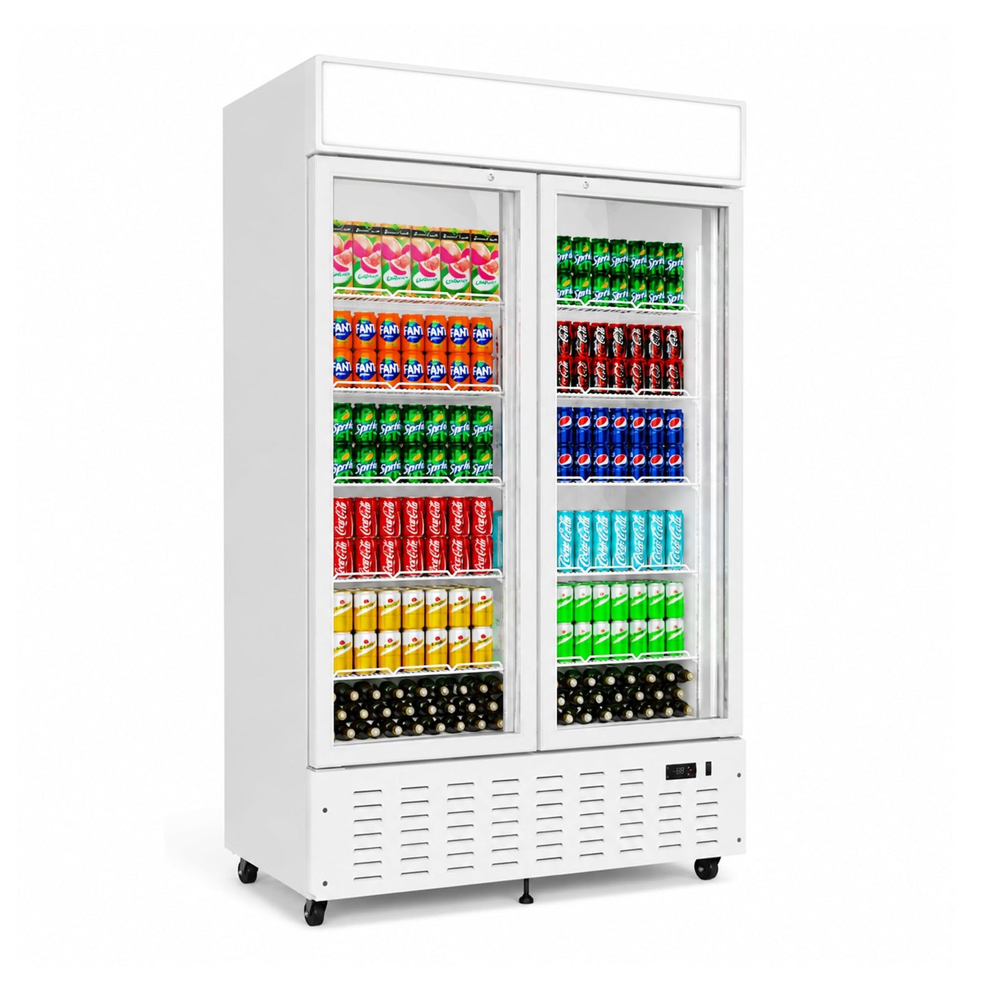 Frostvale 41 Cu.Ft Commercial Display Refrigerator, White 2 Glass Door Beverage Cooler with Lighted Header, ETL Upright Merchandiser Fridge for Drinks, Soda, Beer, Restaurant, Store