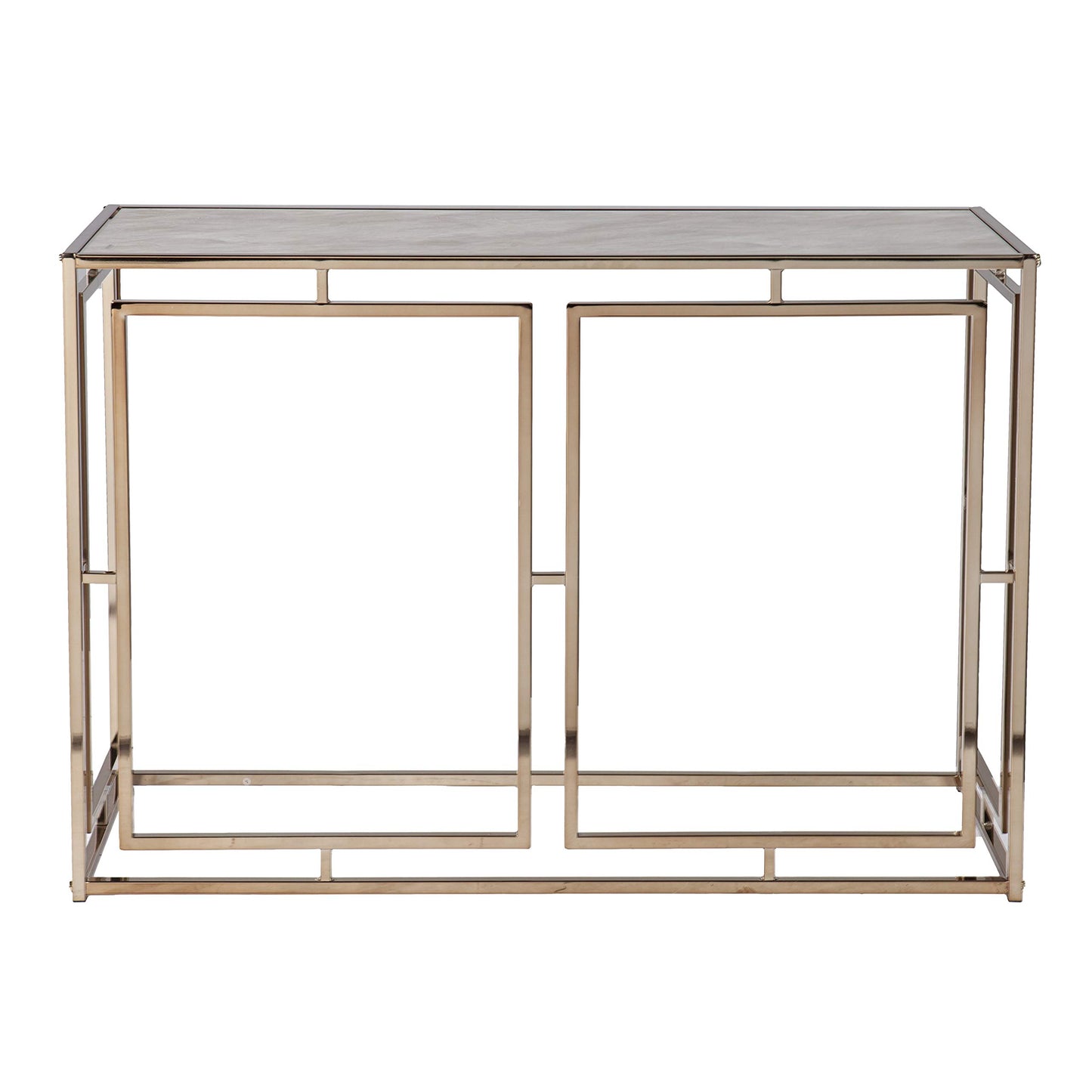 SEI Furniture - Simondley Faux Marble Console Table - Transitional Design, Champagne Metal and Glass - Ideal for Entryway, Living Room (CK1125003)