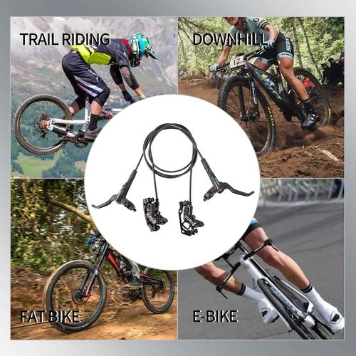 MEROCA M4 4-Piston Mountain Bike Hydraulic Disc Brakes Oil Brake Bike Brakes Ebike Hydraulic Brakes Bike Disc Brake (Left Back Right Front)