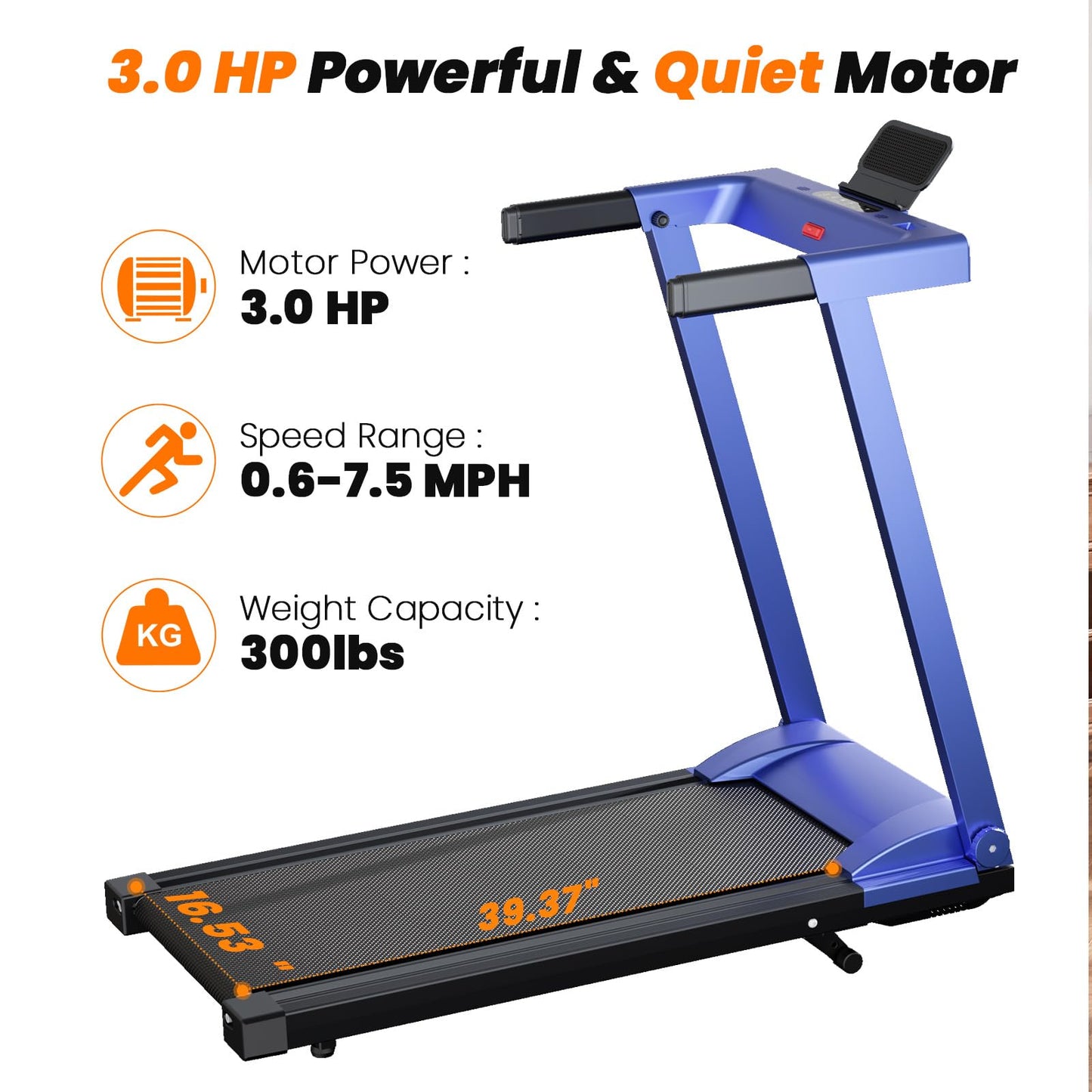 Treadmills for Home, 4-in-1 Foldable Treadmill with Incline, 300 LBS Capacity Running Treadmills for Home Small Spaces with Handles, 3.0 HP Folding Treadmill with Smart APP