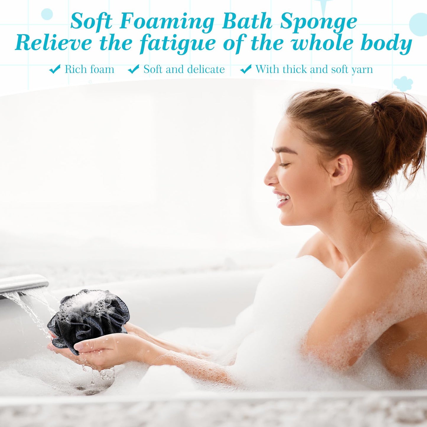 Sunnyray 100 Pcs Loofahs Bulk Bath Sponge Shower Luffas Exfoliating Body Scrubber Packs Soft Mesh Loofahs Balls Travel Cleaning
