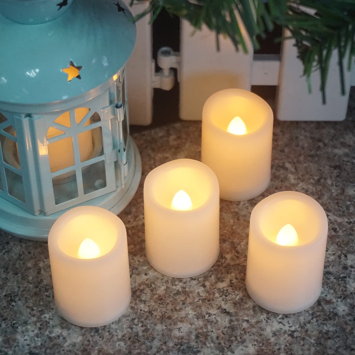 Battery Operated Flameless Votive Tea Lights Realistic Bright Flickering Electric Fake Tealight LED Candles Halloween Pumpkin Christmas Wedding Party Festival Celebration Tabletop Decorations 36 Pack