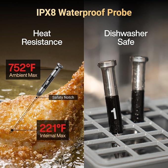 Typhur Sync Wireless Quad Gen 2 Meat Thermometer | 4 Probes | 6 Sensors | LCD Display | WiFi and Bluetooth 5.3 | Improved Stability and Range | IPX8 Waterproof | for BBQ, Grill, Smoker, Oven, Kitchen