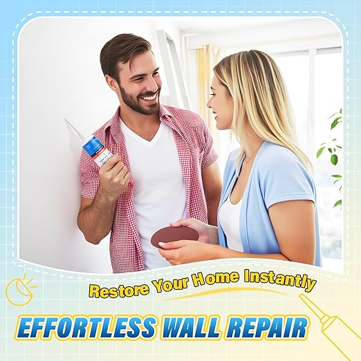 DIYSELF 9 Pack Drywall Repair Kit, Spackle Wall Repair, 2×100g (7oz Total) Putty, White Drywall Mud, Plaster for Holes, Cracks, Gaps, Fast-Drying Hole Filler, Spackle Tube, Scraper & Sander Included