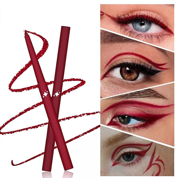 Burgundy Eyeliner Waterproof Burgundy Eyeliner Pencil Retractable burgundy gel eyeliner Smudge-proof Long Lasting Hypoallergenic (03#)