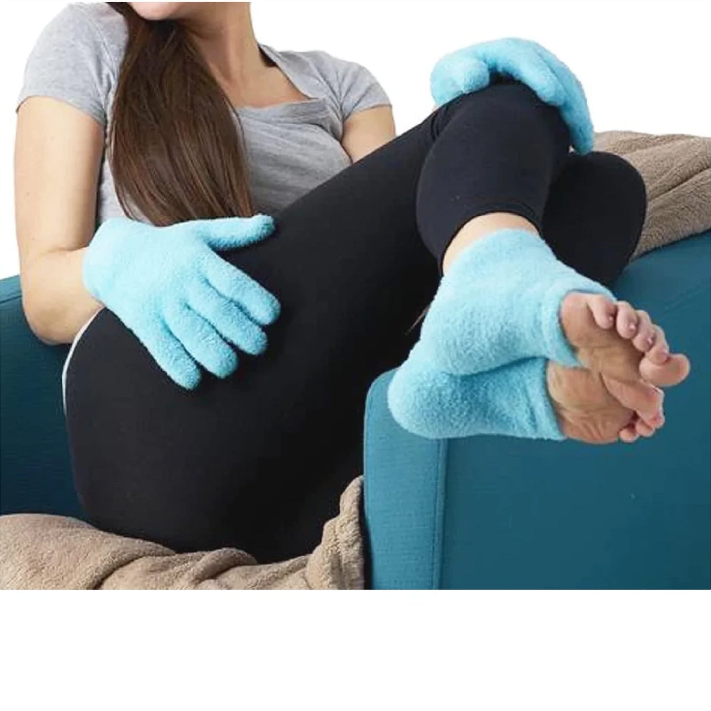 NatraCure Moisturizing Gel Heel Sleeves and Gloves - (for Dry Heels, Cracked Heels, Dry Hands and cuticles, Dry Skin) - Color: A