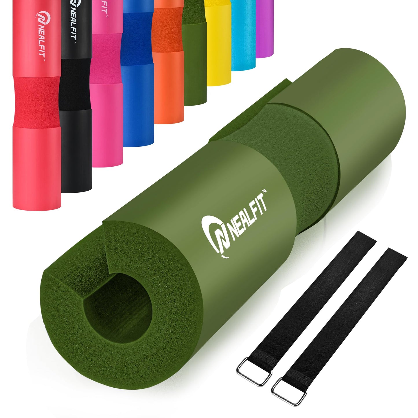 NEALFIT Barbell Pad Squat Pad for Squats—Squat Bar Pad—Great for Weightlifting,Lunges and Hip Thrusts—Foam Sponge Pad—Fit Standard and Olympic Bars Perfectly (Army Green)