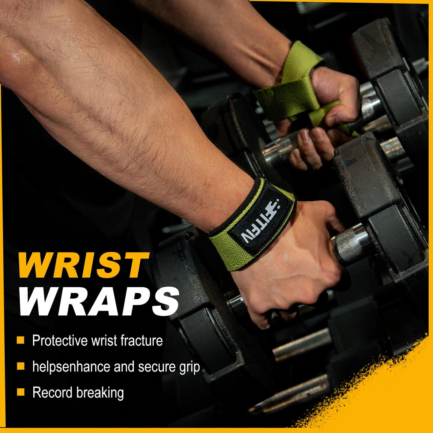 FITFIV Lifting Straps for Weightlifting, Lifting Wrist Straps for Gym Strength Training, Neoprene-padded Wrist Cushion - Men & Women