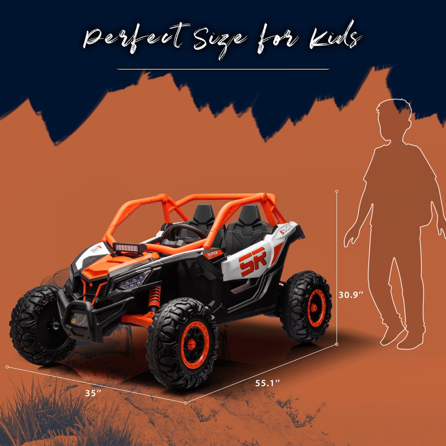 Kids Car Ride on Toys 24V10A UTV w/Remote Control,2x200W Motors Power Wheels,Battery Powered Kids Electric Vehicles for 3-8 Years Boys Girls -Orange