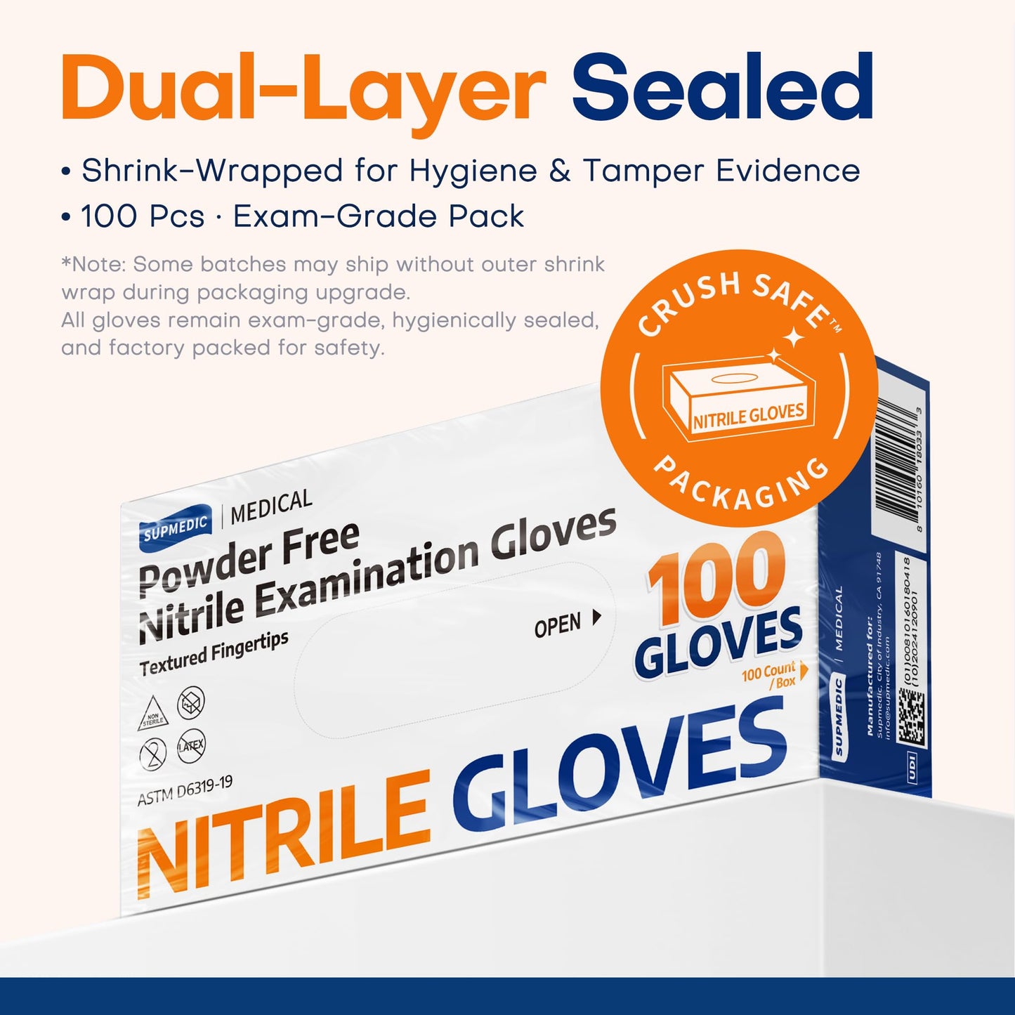 Supmedic Nitrile Exam Glove, 3.5 mil Disposable Medical Gloves Powder-Free Latex-Free Food Safe Cleaning Cooking,1000 pcs Blue (Small)