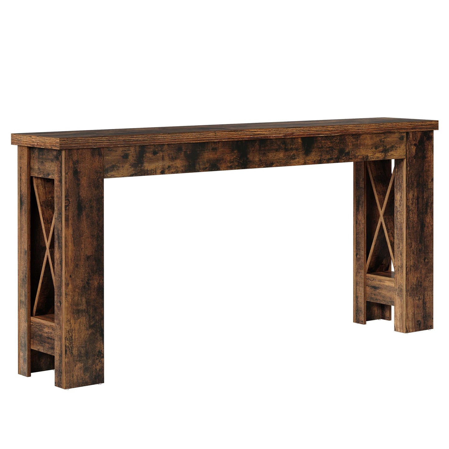 Tribesigns 70.9" Extra Long Console Table, Farmhouse Narrow Long Entryway Table with H-Shaped Legs for Living Room, Hallway, Rustic Brown