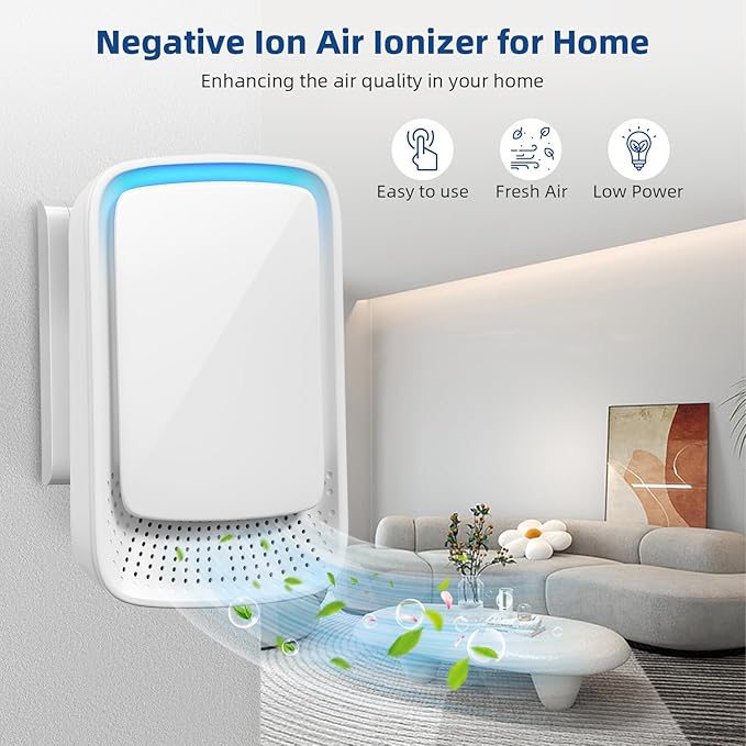 Plug in Ionic Air Purifier: 4 Pack Air Ionizers for Home - Silent Filterless - Negative Ion Generator for Bedroom Office Bathroom Basement,Air Freshener for Pet Odors, Dust,Smoke,Air Cleaner