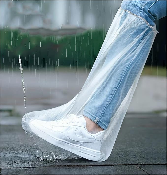 10 Pairs Disposable Shoe Covers，Plastic Waterproof Shoe Covers for rain,Non-Slip Outdoor Rain Shoe Covers for Men Women -Waterproof Boot Covers (Transparent)