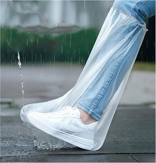 10 Pairs Disposable Shoe Covers，Plastic Waterproof Shoe Covers for rain,Non-Slip Outdoor Rain Shoe Covers for Men Women -Waterproof Boot Covers (Transparent)