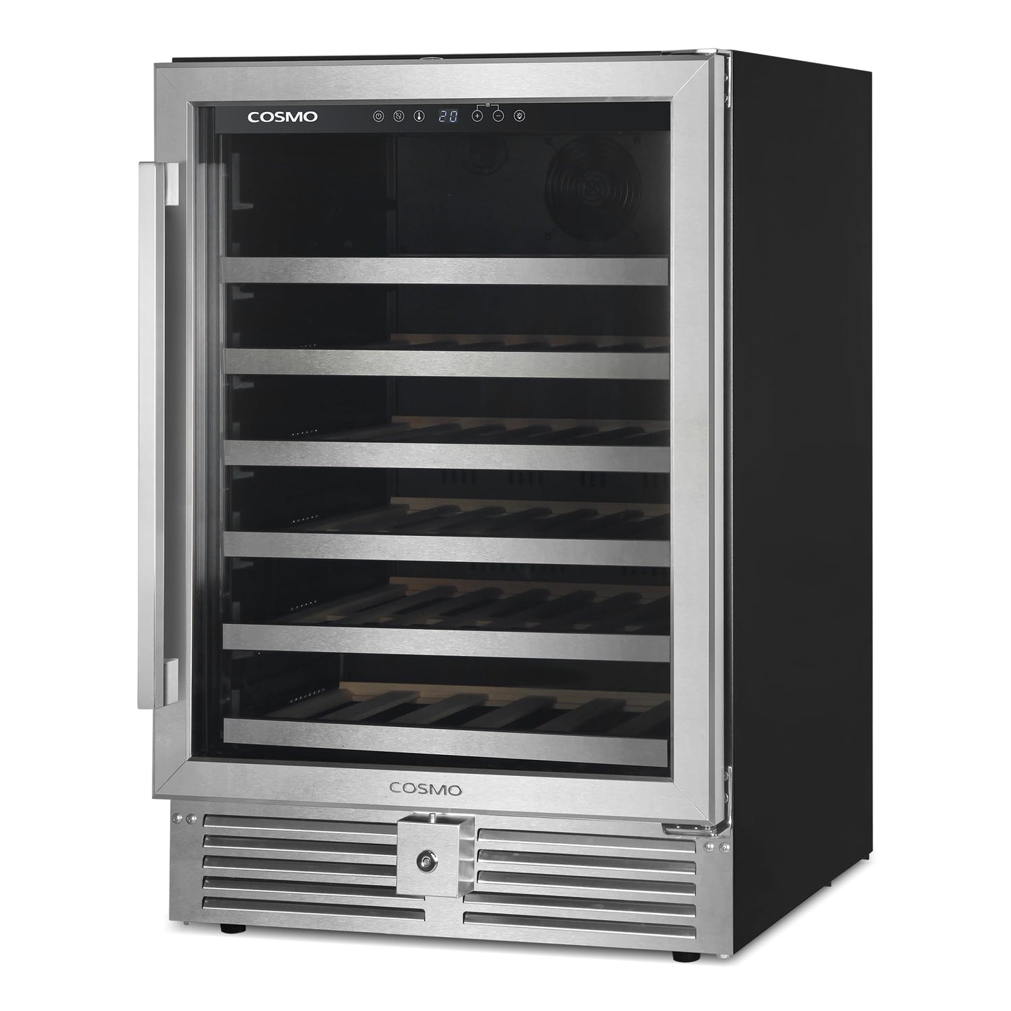 COSMO COS-24BIWCS Lumin Collection 24 in. 52-Bottle Single Zone Compressor Wine Cooler, Digital Controls, LED Lighting, Stainless Steel