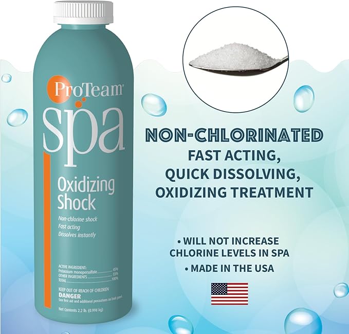 ProTeam Non-Chlorine Spa Shock for Hot Tub – Fast-Acting Oxidizing Shock Treatment, Clears Cloudy Water & Eliminates Odors – Made in USA, 5 lb + SplashWiz Care e-Book