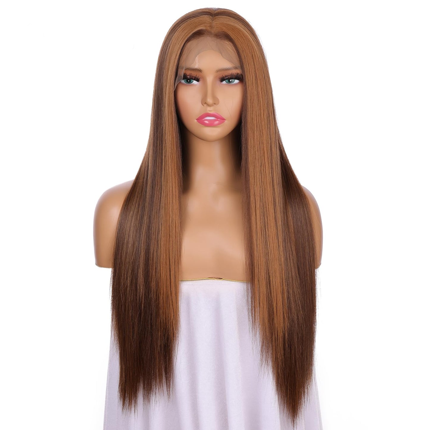 FUHSI 13  6 Black Gray White Synthetic Hair Real Natural Wig For Women - Soft & Smooth, Tangle-Free Straight Lace Front Wig,Elas