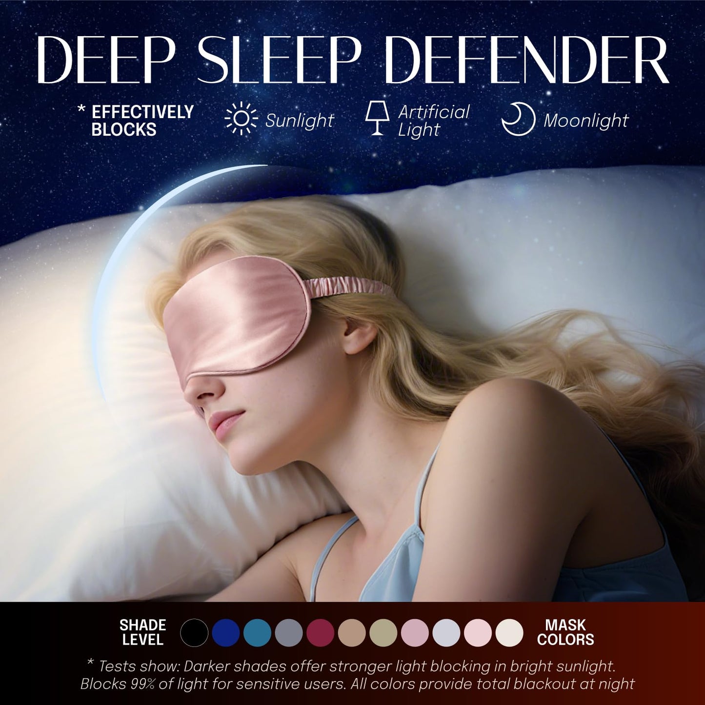 OLESILK Silk Sleep Eye Mask Blindfold with Double Layer Filling for Full Night's Sleep, Silk Wrapping Strap- Luxury Eye Cover Eyeshade for Women Men with Travel Bag and Ear Plugs, Silver