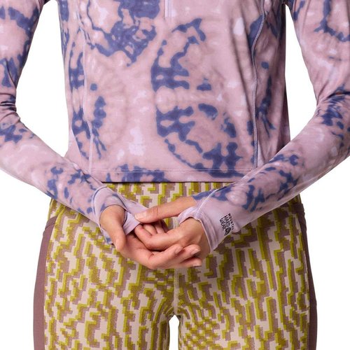 Mountain Hardwear Women's Crater Lake Crop Zip, Wisteria Spore Dye Print, X-Large