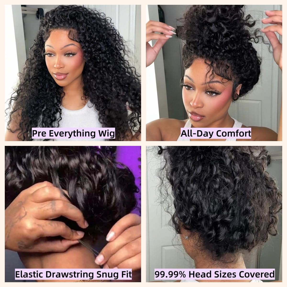 13x6 Glueless Wigs Invisible Strap Snug Fit Ready to Wear SKINLIKE HD Lace Front Wigs Human Hair 220 Density Pre Plucked Pre Cut