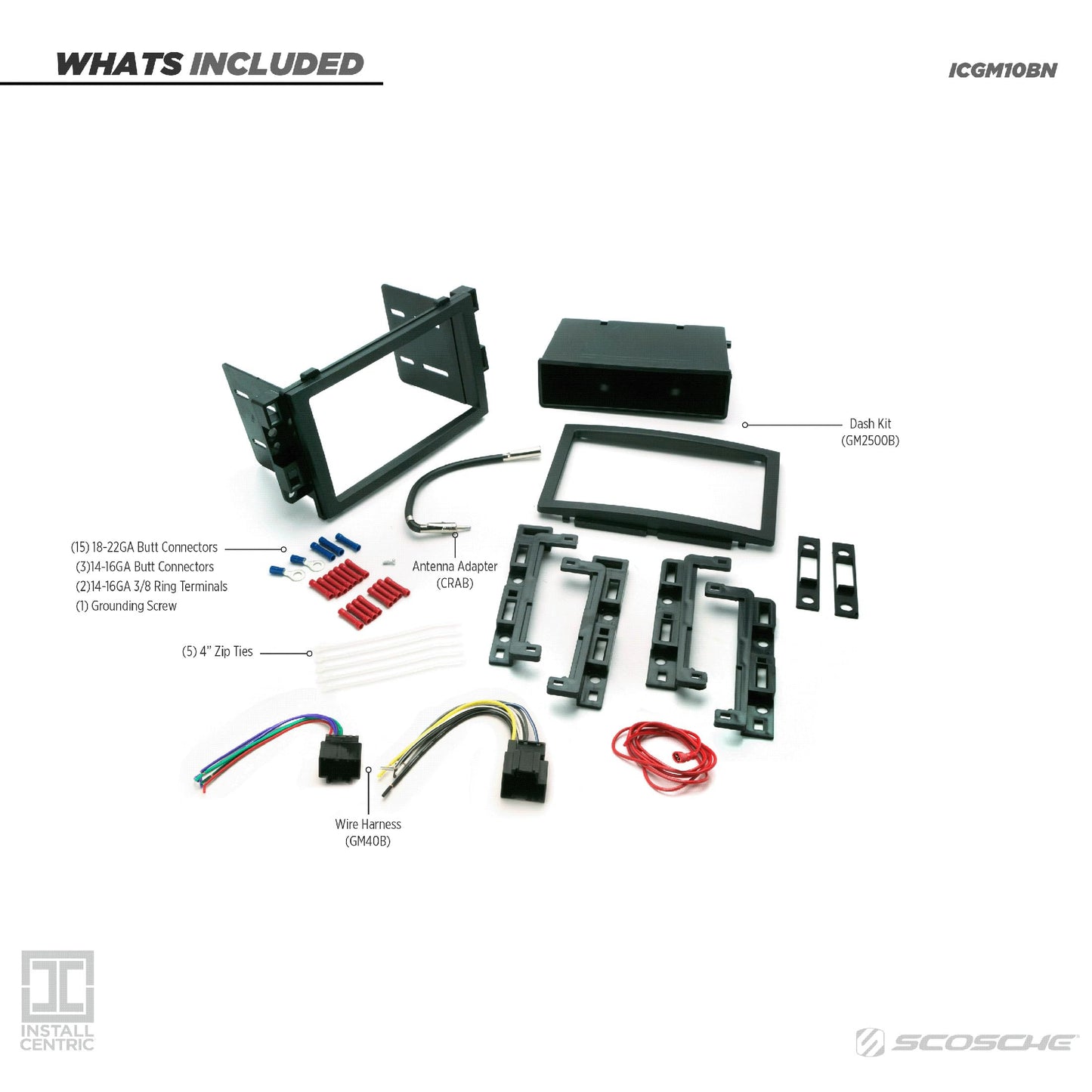 Scosche ICGM10BN Complete Double/Single DIN Stereo Installation Kit for Select Non-Amplified 2006-17 General Motors Vehicles - No Steering Wheel Remote - See Fit Guide in Images to Verify Your Vehicle