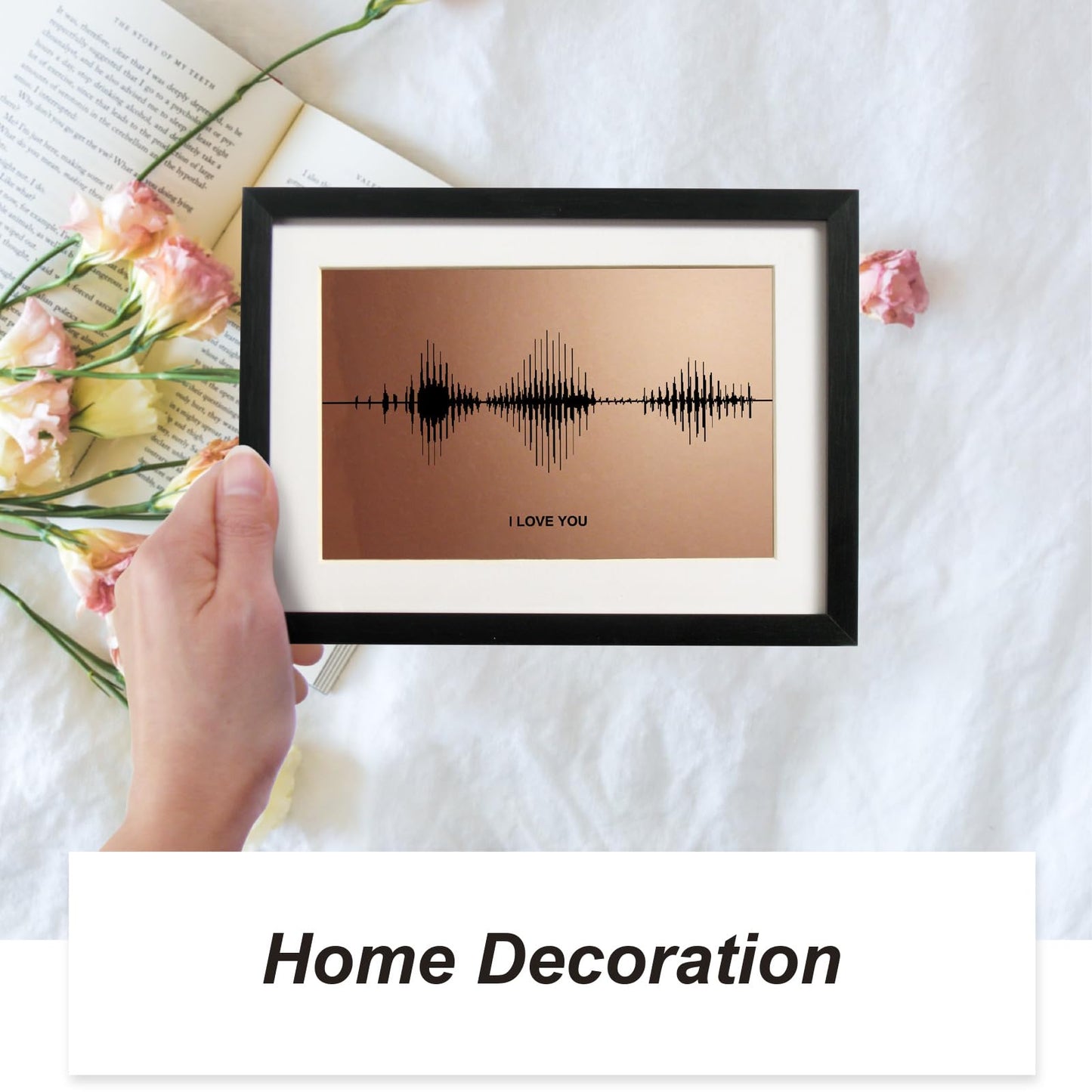 I Love You Soundwave Art, Visible Voice Print, Bronze 8th Anniversary Gift for her or him, Wife Gift from Husband, Husband Gift from Wife, Valentines Day Christmas Gift