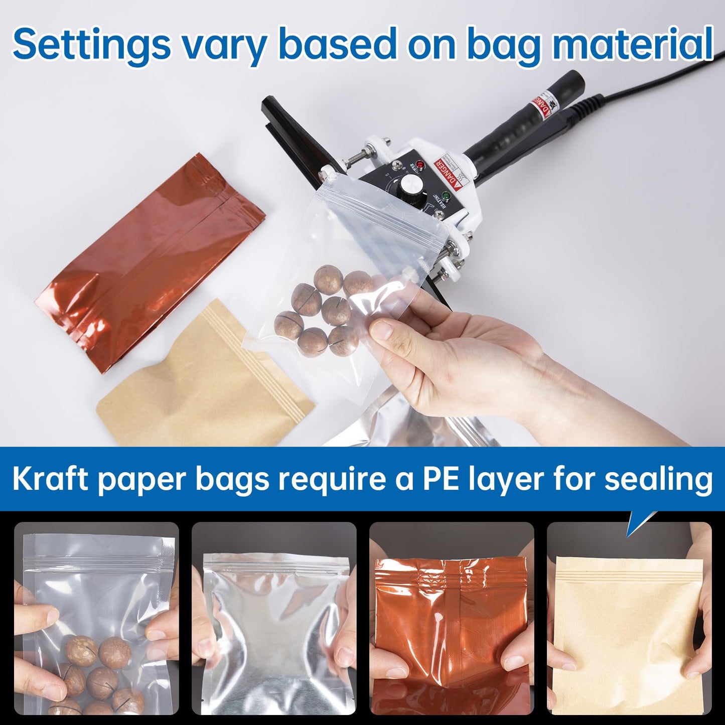 R-PACK Portable Hand Held Heat Sealer Machine-R-PACK FKR-200, 8 Inches, For Foil Bag, Kraft Bag, Mylar Bag