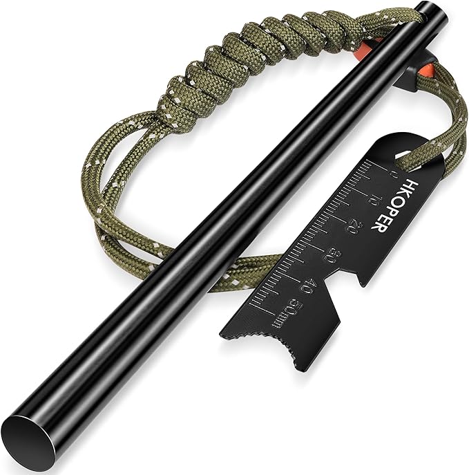 Hkoper Ferro Rod Fire Starter, 6 Inch X 3/8 Inch Fire Starter Survival Tool, Flint and Steel for Camping and Hiking, Flint...