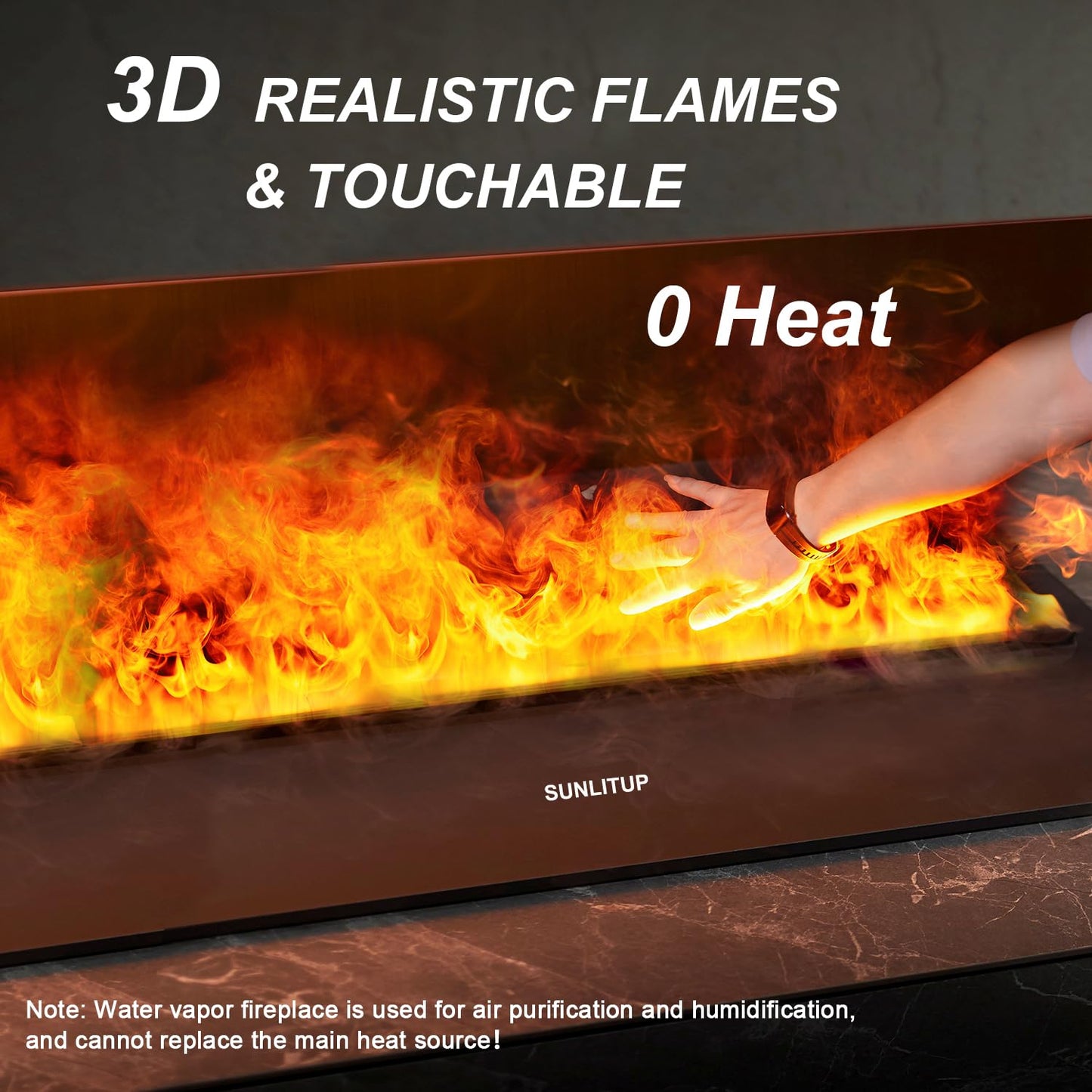 Electric Fireplace 59.1, Water Vapor Fireplace Remote & Panel Touch & Smart App, Steam Fireplace Realistic Flame, Fireplace Humi