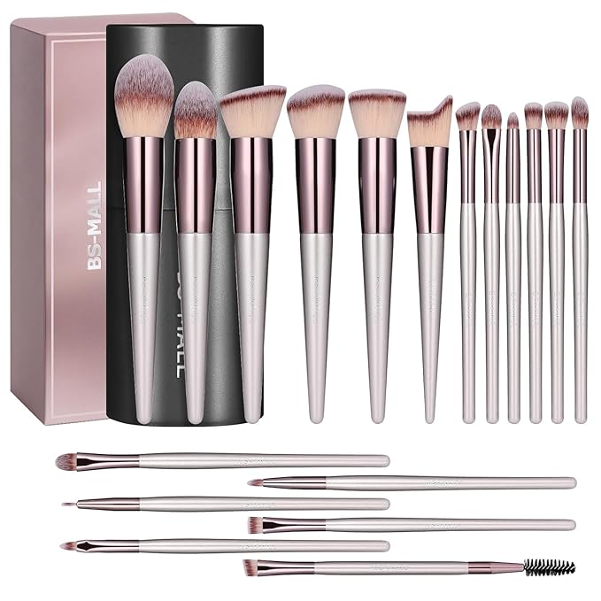 BS-MALL Makeup Brush Set 18 Pcs Premium Synthetic Foundation Powder Concealers Eye shadows Blush Makeup Brushes with black...