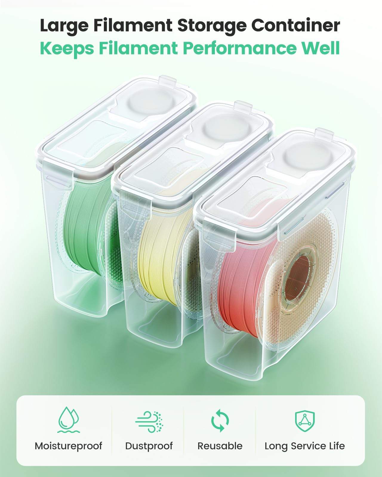 AMZPro Filament Storage Box - 6 Pack Filaments Container for 3D Printing Filaments Sealing and Protection - Portable Filament Storage with Desiccant,Water-Proof and Dust-Proof 4.0L(9.03 * 8 * 3)