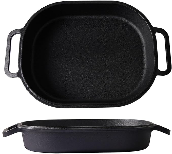 Crucible Cookware Extra Large Cast Iron Artisan Bread Pan 6 Loop Handles Deep Lid for Steam Baking