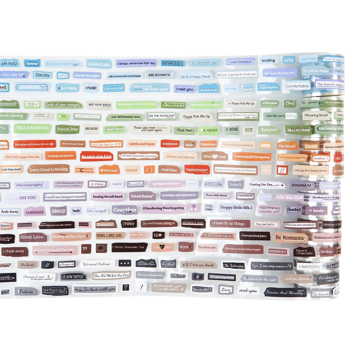 Words Pre-Cut Tapes Set, 6 Rolls Phrase Ephemera for Junk Journaling, Scrapbooking, Crafting, DIY Projects, Diaries, and Art Supplies
