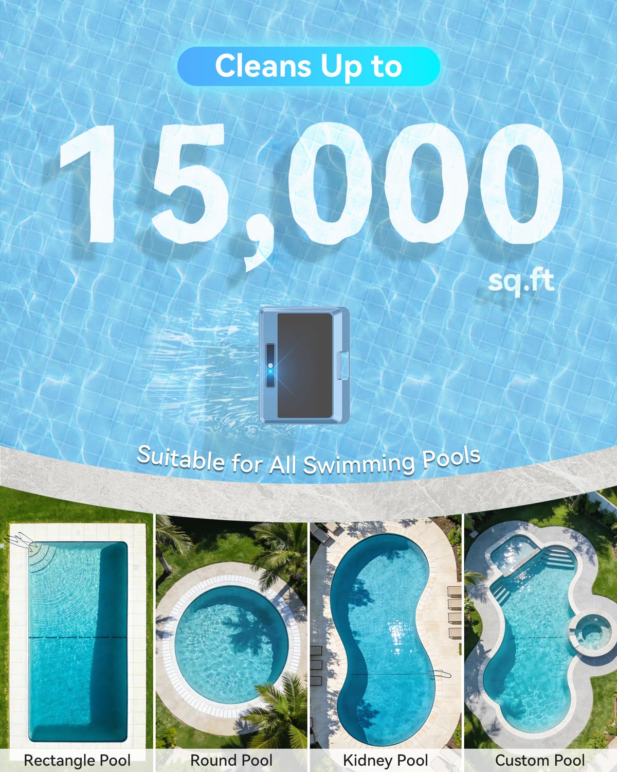 Poofata 2026 Upgraded F1T Solar Powered Robotic Pool Skimmer Surface Cleaner with APP Support Dual Charging Options Smart Obstacle Avoidance 24/7 Continuous Cleaning Ideal for Above Ground Pool Blue