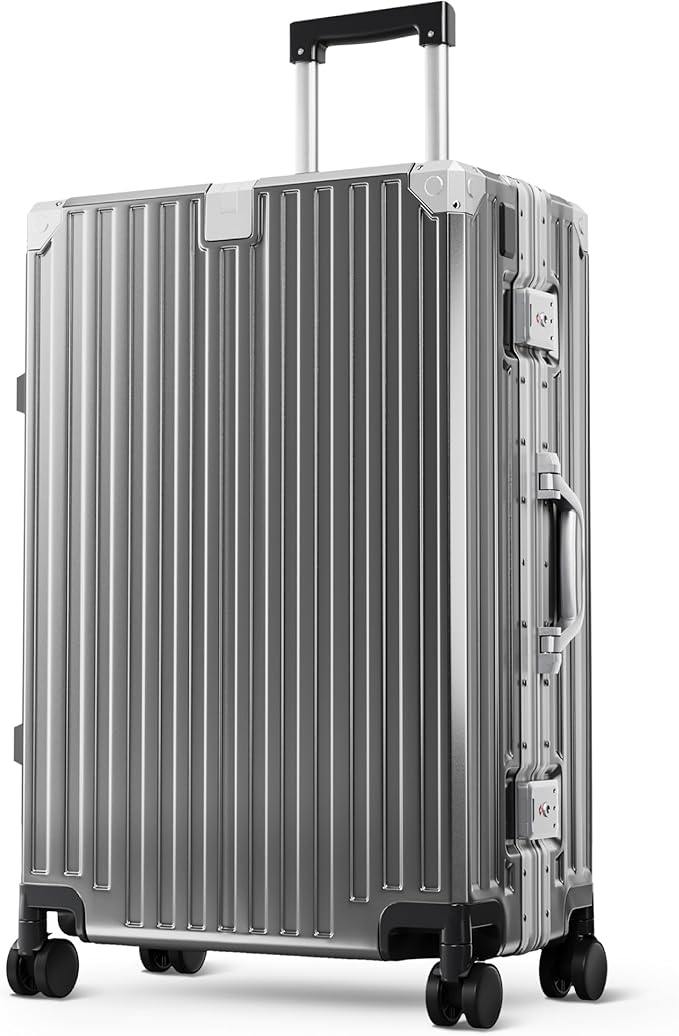 ALPHA CAMP 24 Inch Check-in Luggage, Dual Layer Aluminum Frame Luggage with TSA Locks, 3-Layer PC Hard Shell Zipperless Li...