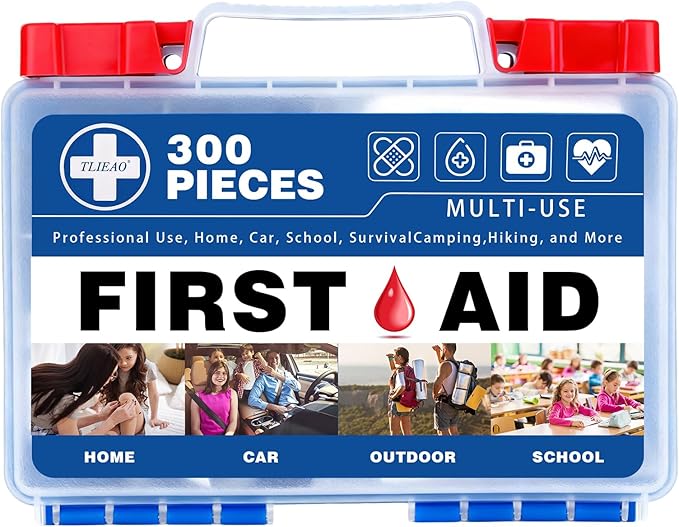 TLIEAO 300 Piece Professional First Aid Kit, Multi-Function Portable Medical Kit for Home, Car, Travel, Camping, Worksite,...