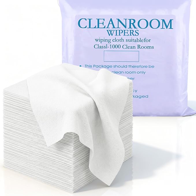 Cleanroom Cloth Wipes 9"x9" (bag of 100 Pcs) Microfiber Lint Free Cloth Disposable Clean Cloths Laser Sealed Edge for Lab Semiconductor Industries and Printing
